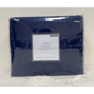Ashford Solid KING Navy Blue 1500 Thread Count 4 Piece Sheet Set